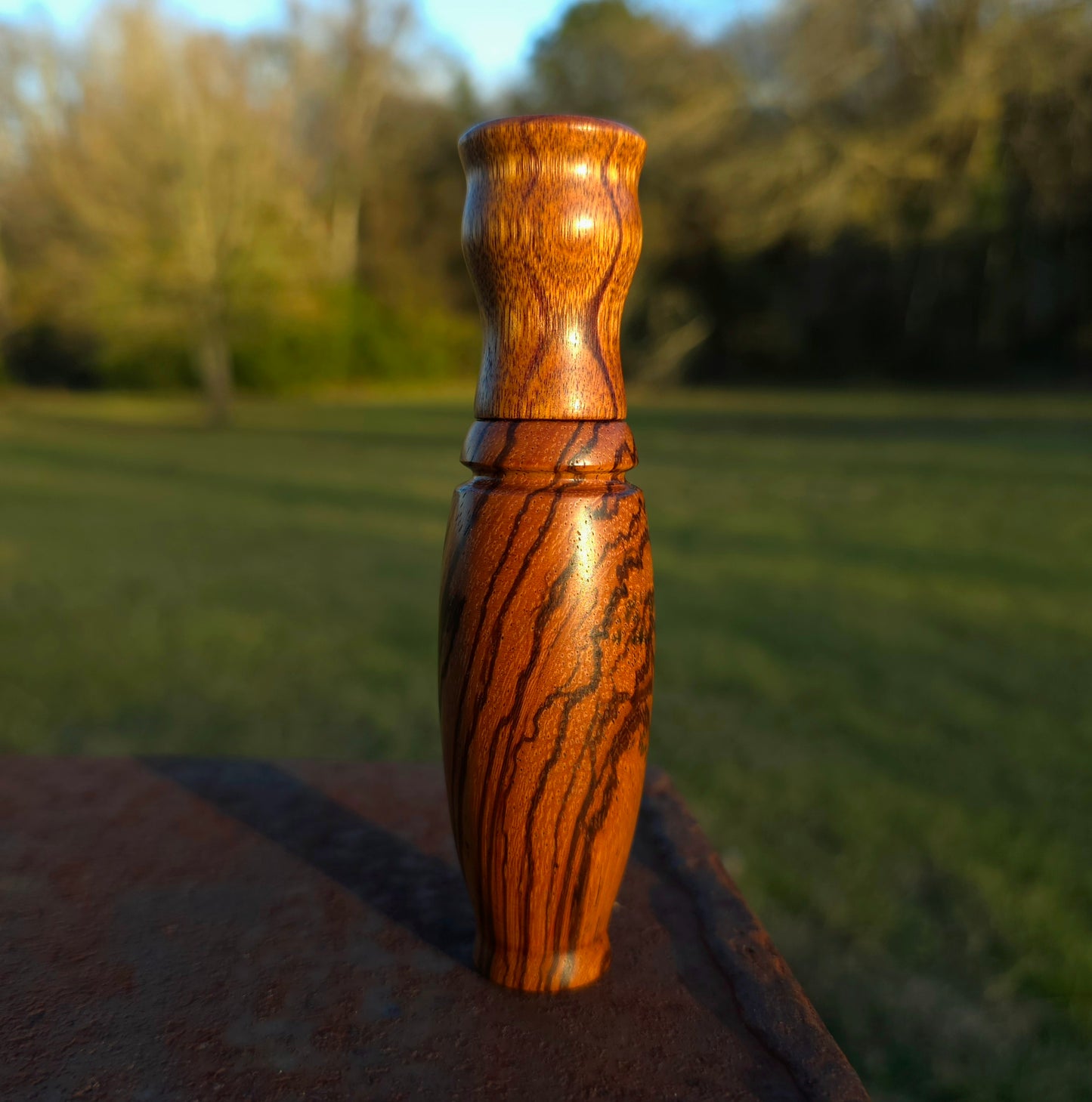Zebrawood & Canarywood Open Water Duck Call - Garden Valley Studio